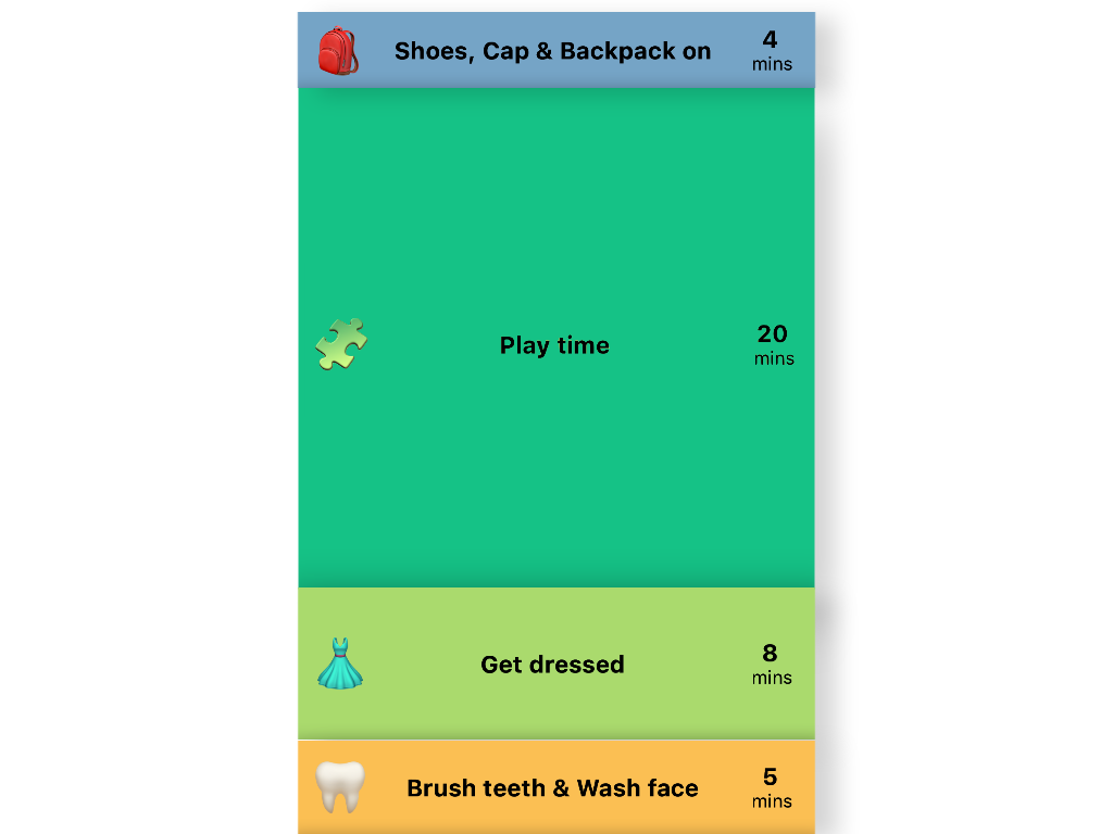 Screenshot from the app showing a task being completed in a visual timer